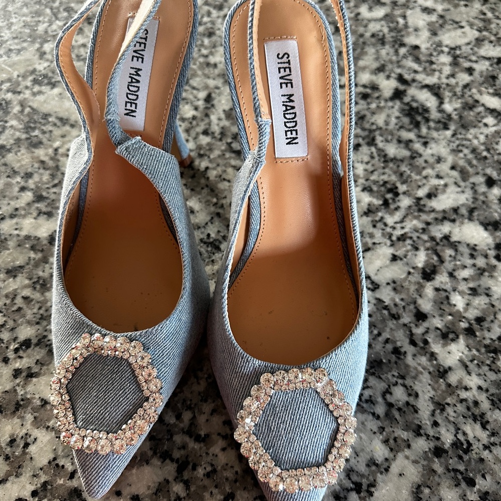 Steve Madden Denim Blue Embellished Heels